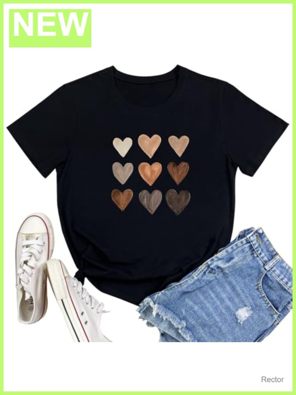LOOKFACE Women Heart Graphic Tee Short Sleeve Crew Neck Cotton